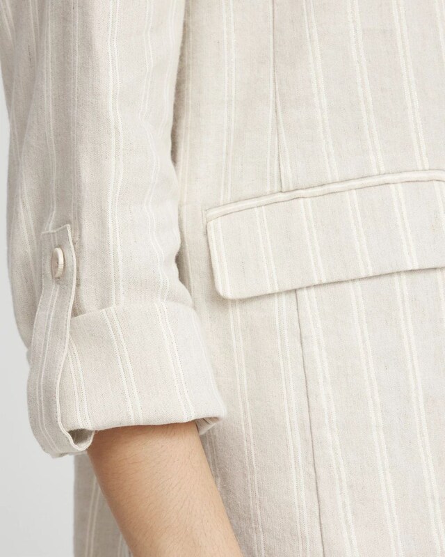 Linen Blend Stretch Stripe Blazer - image 4